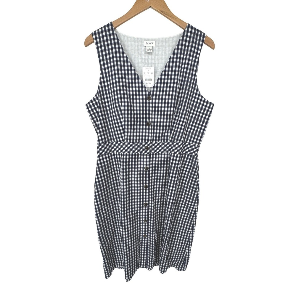 J Crew Womens Gingham Button Sleeveless Midi Dress Size 10 NEW Old Money Preppy